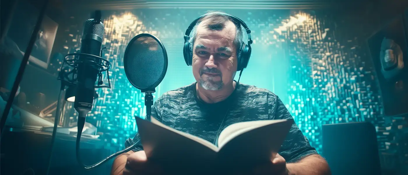 Hörbuch-Sprecher im Studio