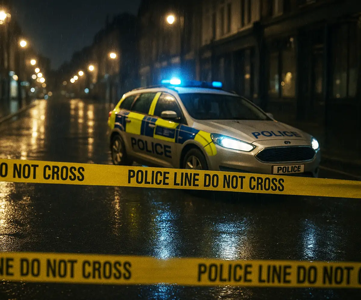 Regennasse Straße bei Nacht